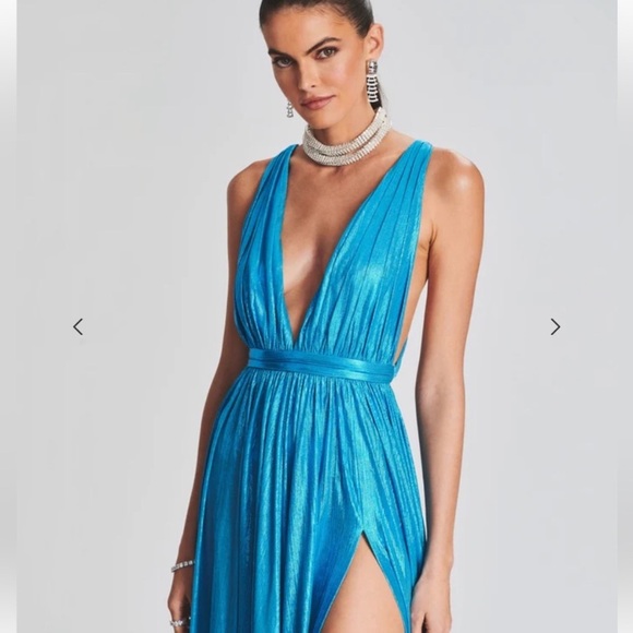 Retrofete Tova Dress in Aqua Blue Size Large Metallic - Picture 2 of 9